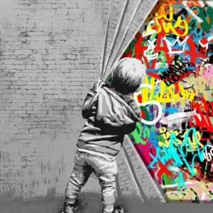 Tableau street art derrière le mur - Copy